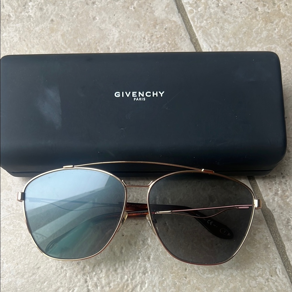 Givenchy Gold Frame Sunglasses with Black Lenses